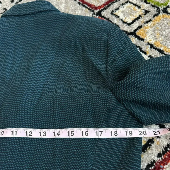 Giorgio Armani Womens Wool Blazer Coat Size 12 Blue Green Long Sleeves Chic - Picture 6 of 9